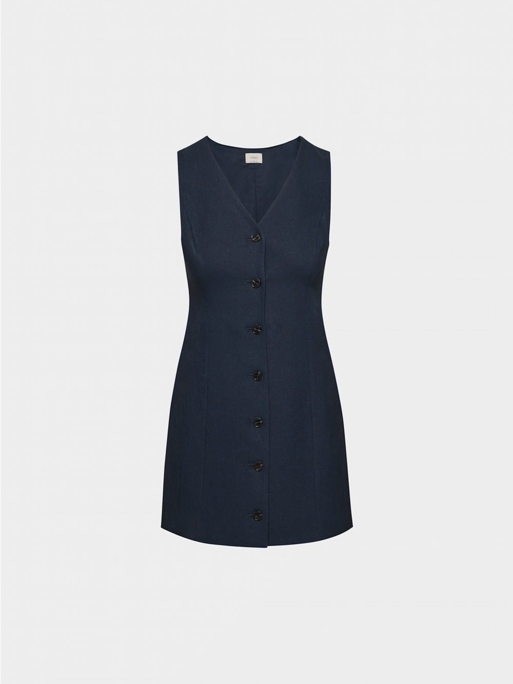 Aritzia Wilfred Aria button up linen mini Dress - PowerLinen - Admiral Navy Blue - Picture 7 of 11